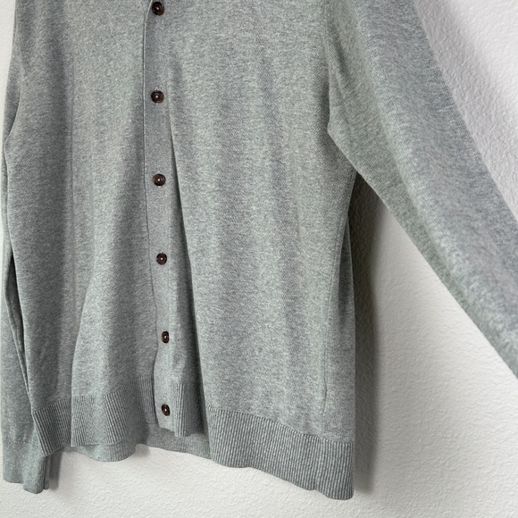 J. Crew Factory men size L cardigan sweater polo gray 100% cotton button front - Picture 7 of 15